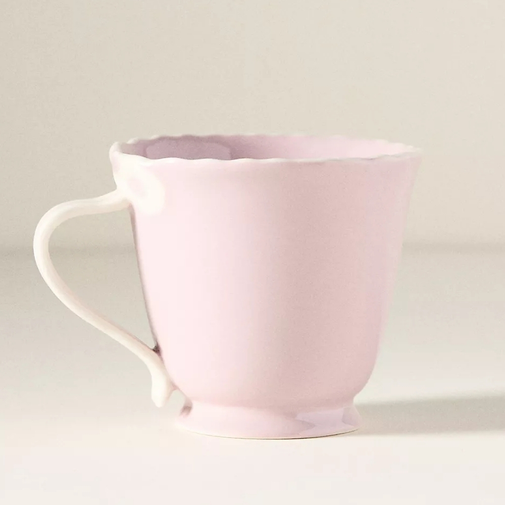 Anthropologie Benedita Bow Stoneware Mug Pink